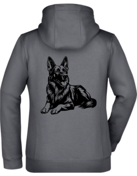 Doubleface Unisex Jacke mit liegendem Schäferhund